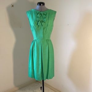 Chic Vintage Mod Retro Bow Linen Cocktail Dress